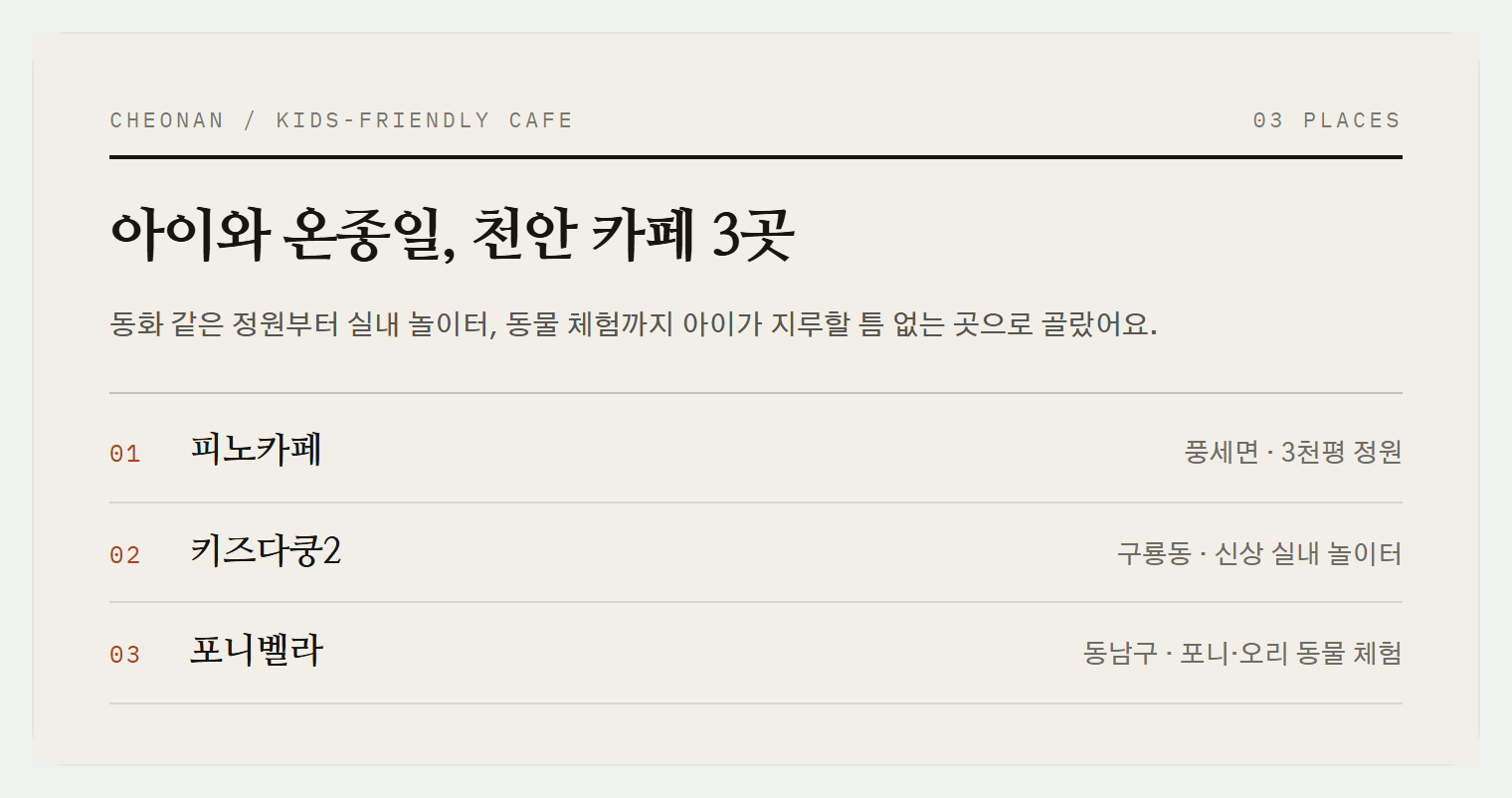 이번 편에서 소개하는 3곳