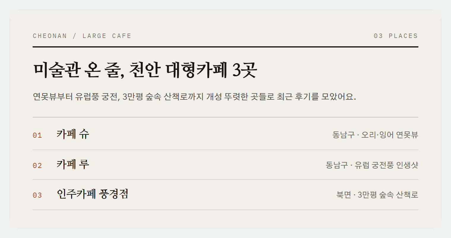 이번 편에서 소개하는 3곳