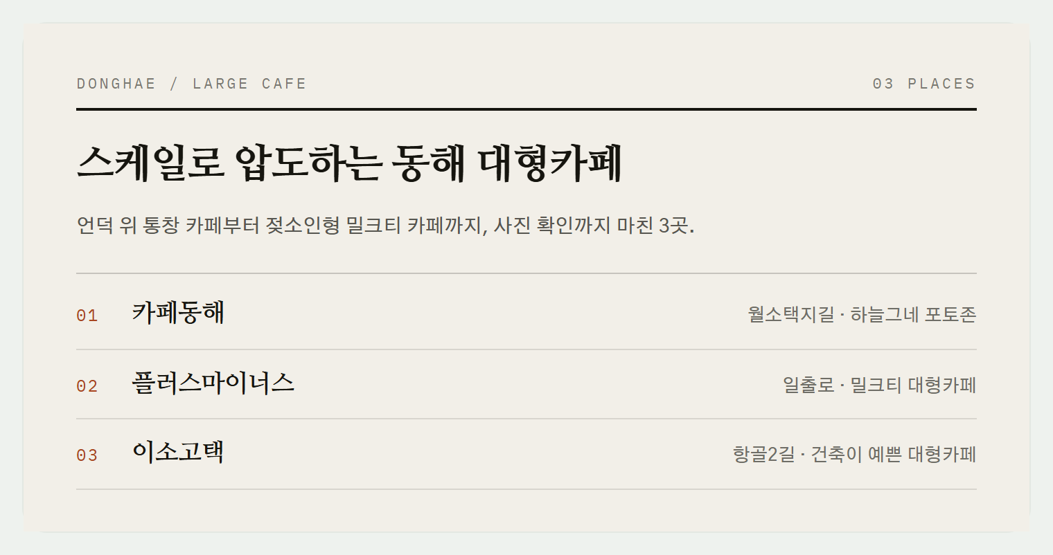 이번 편에서 소개하는 3곳