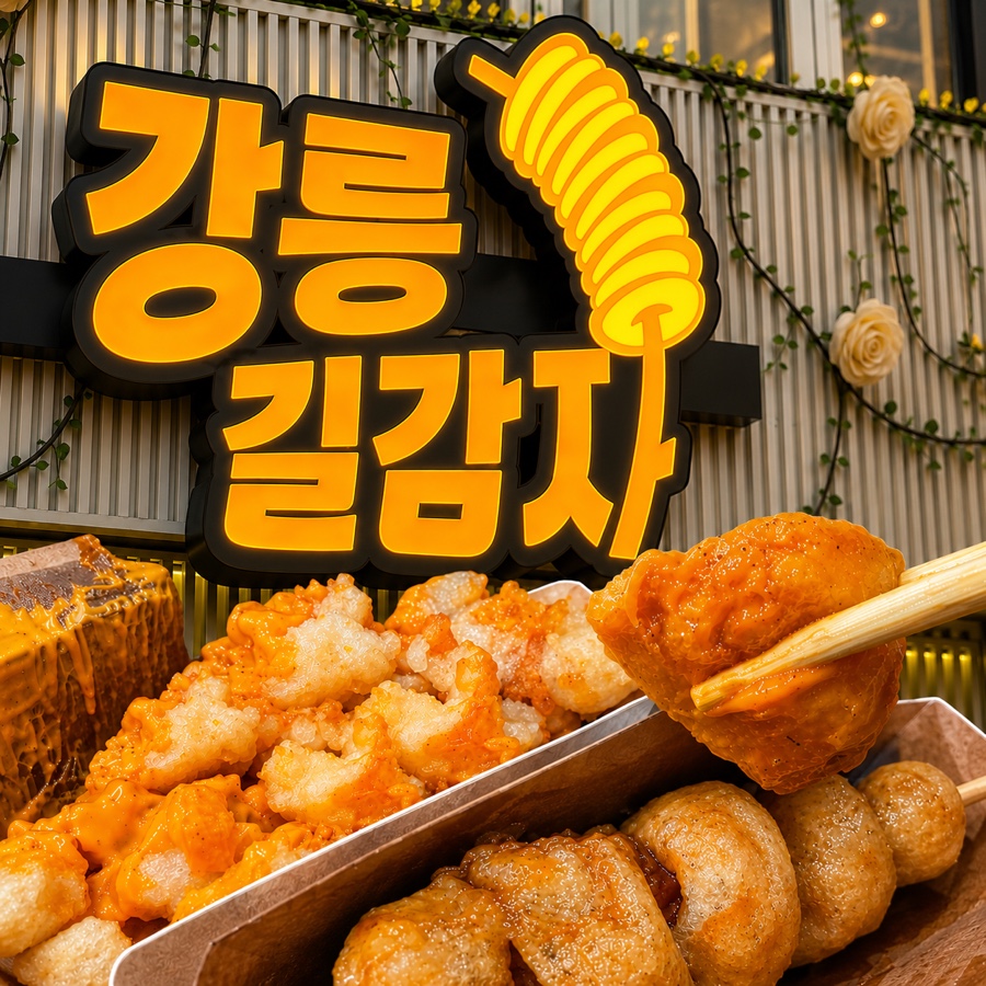 강릉중앙시장 3,100원 국민간식, '강릉길감자'