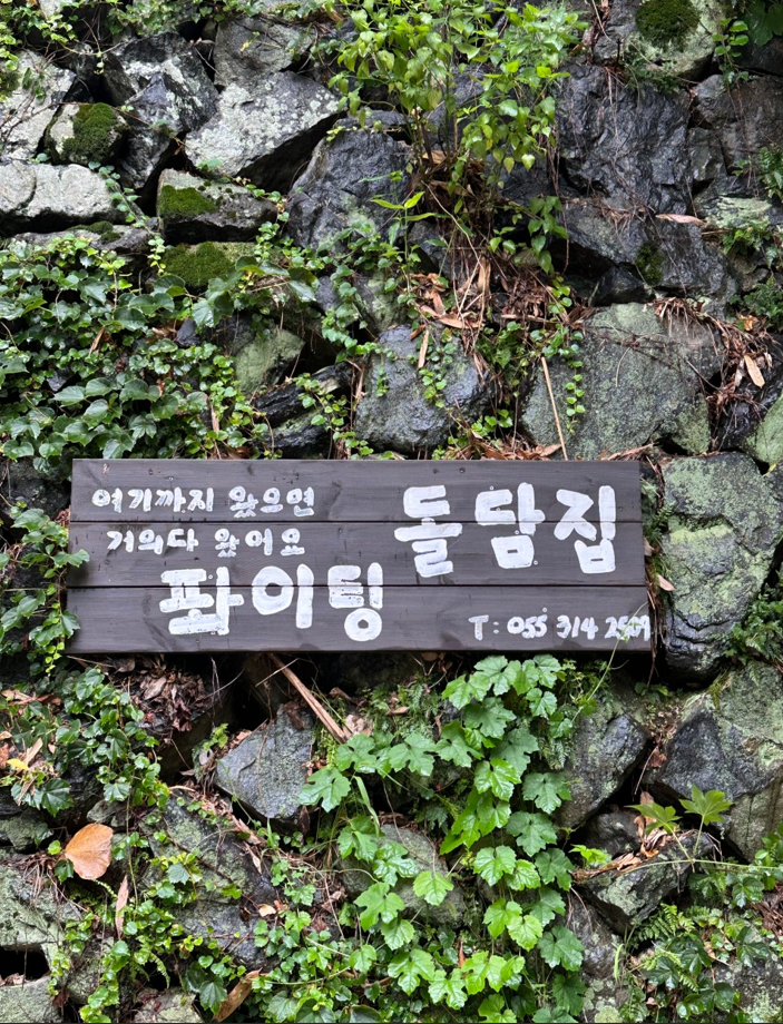 돌담집의 계곡 풍경