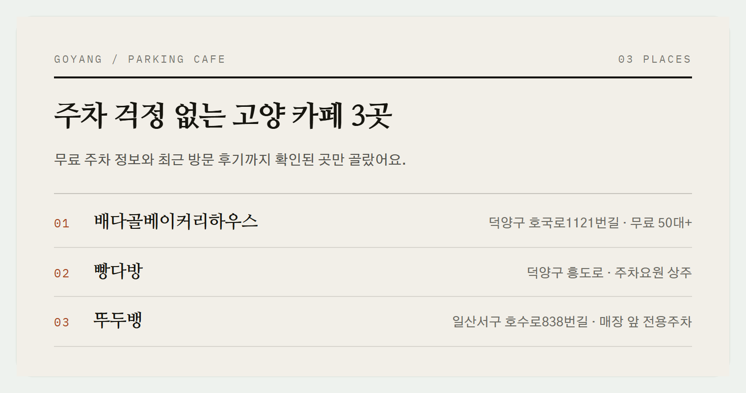 이번 편에서 소개하는 3곳