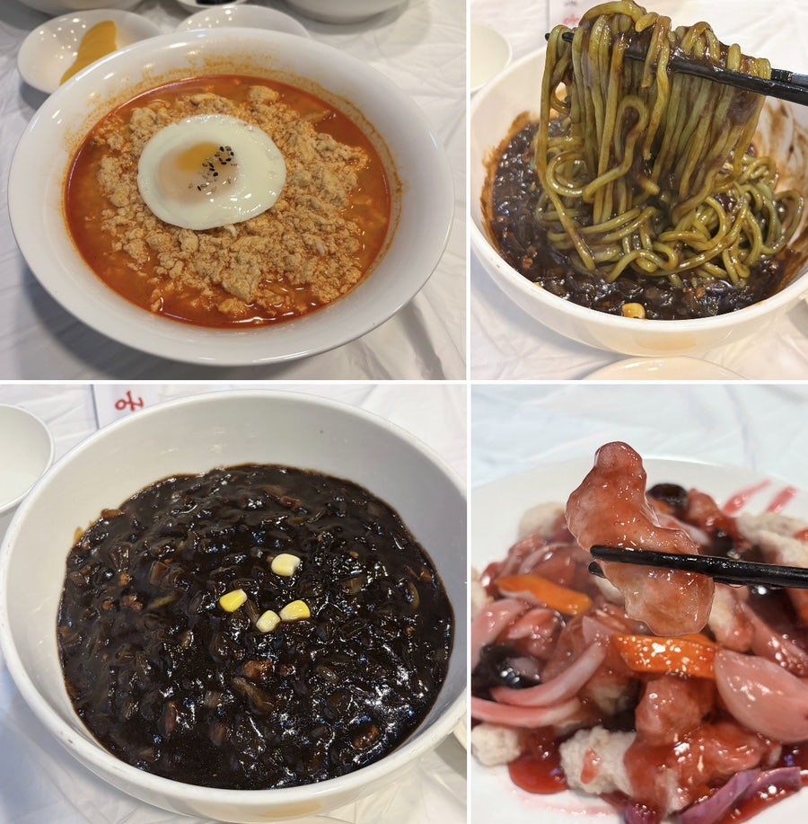 순두부짬뽕. 계란 토핑과 부추면이 특징입니다.