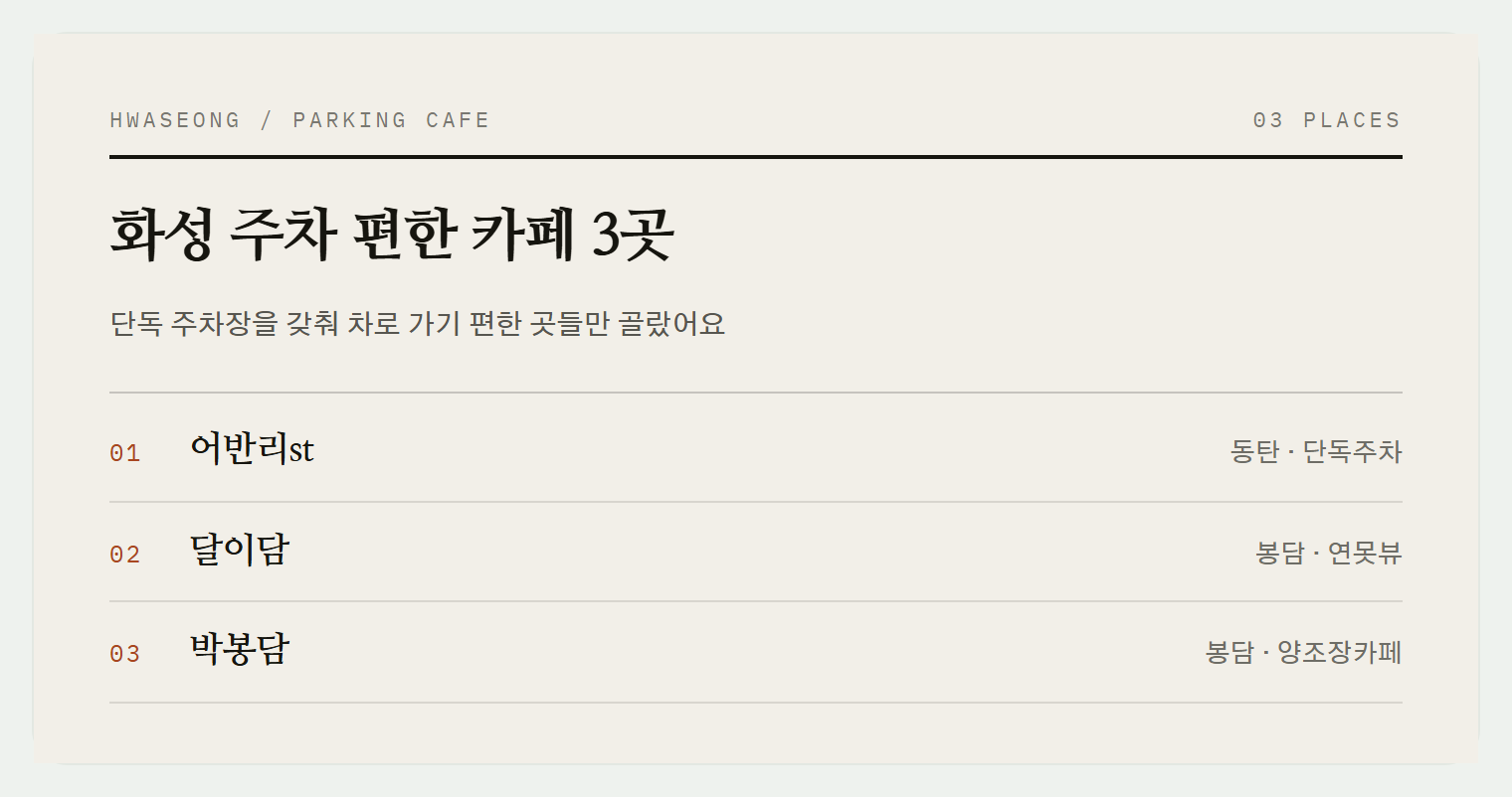 이번 편에서 소개하는 3곳