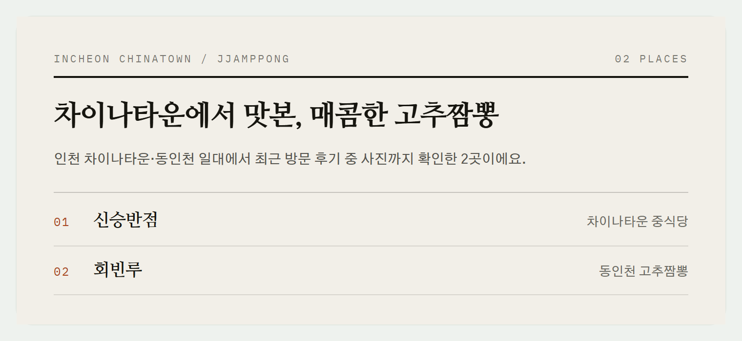 이번 편에서 소개하는 2곳