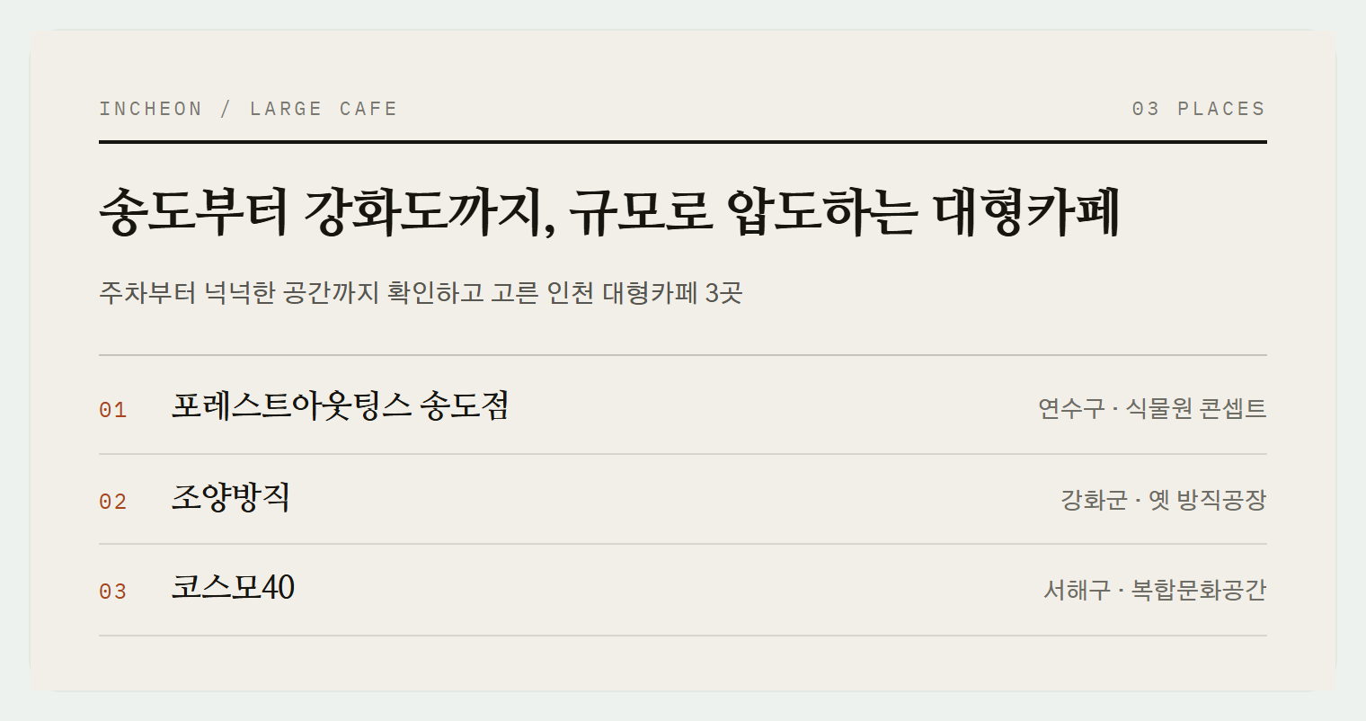 이번 편에서 소개하는 3곳