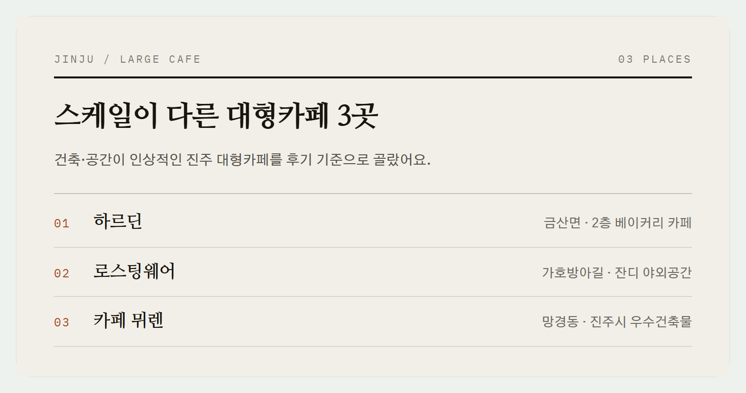 이번 편에서 소개하는 3곳
