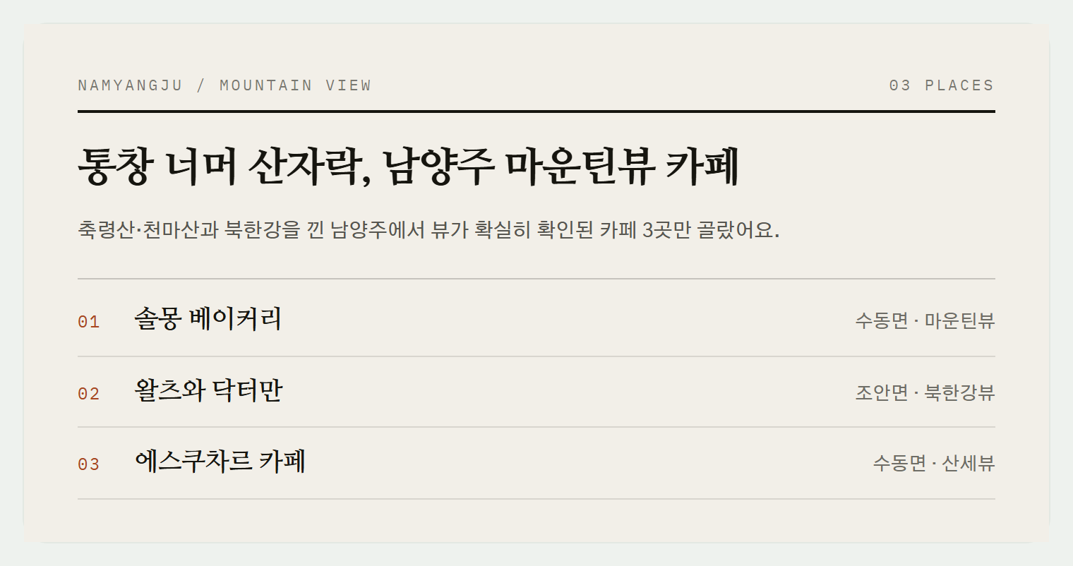 이번 편에서 소개하는 3곳
