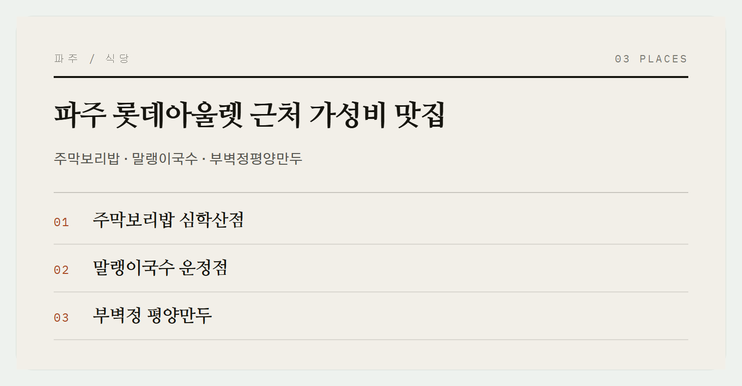 이번 편에서 소개하는 세 곳