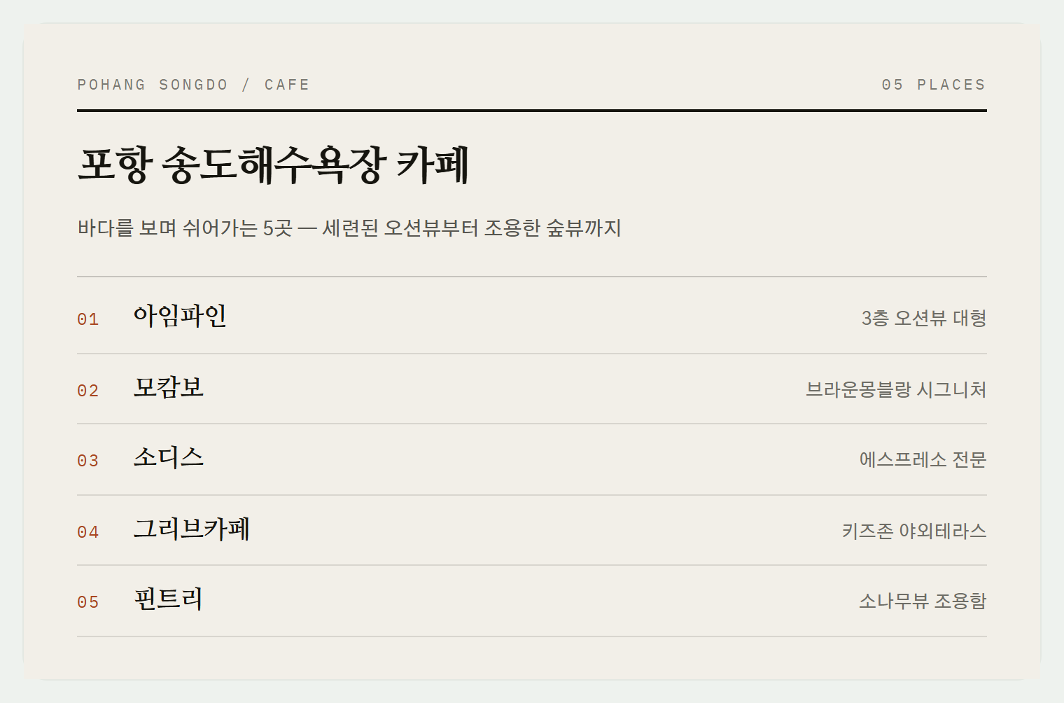 포항 송도해수욕장 주변 감성 카페들