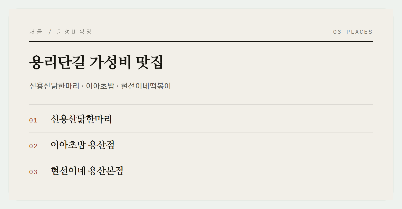 용리단길 3곳