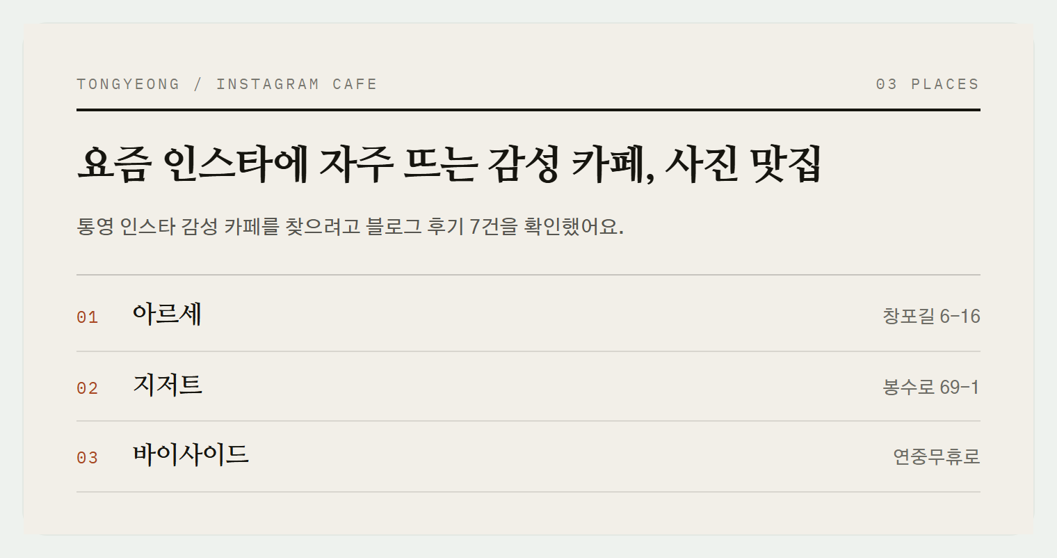 이번 편에서 소개하는 3곳