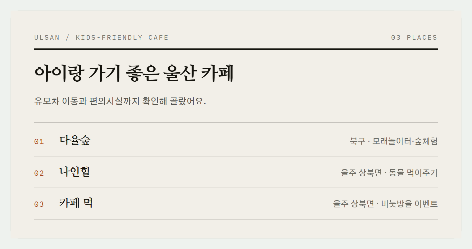 이번 편에서 소개하는 3곳