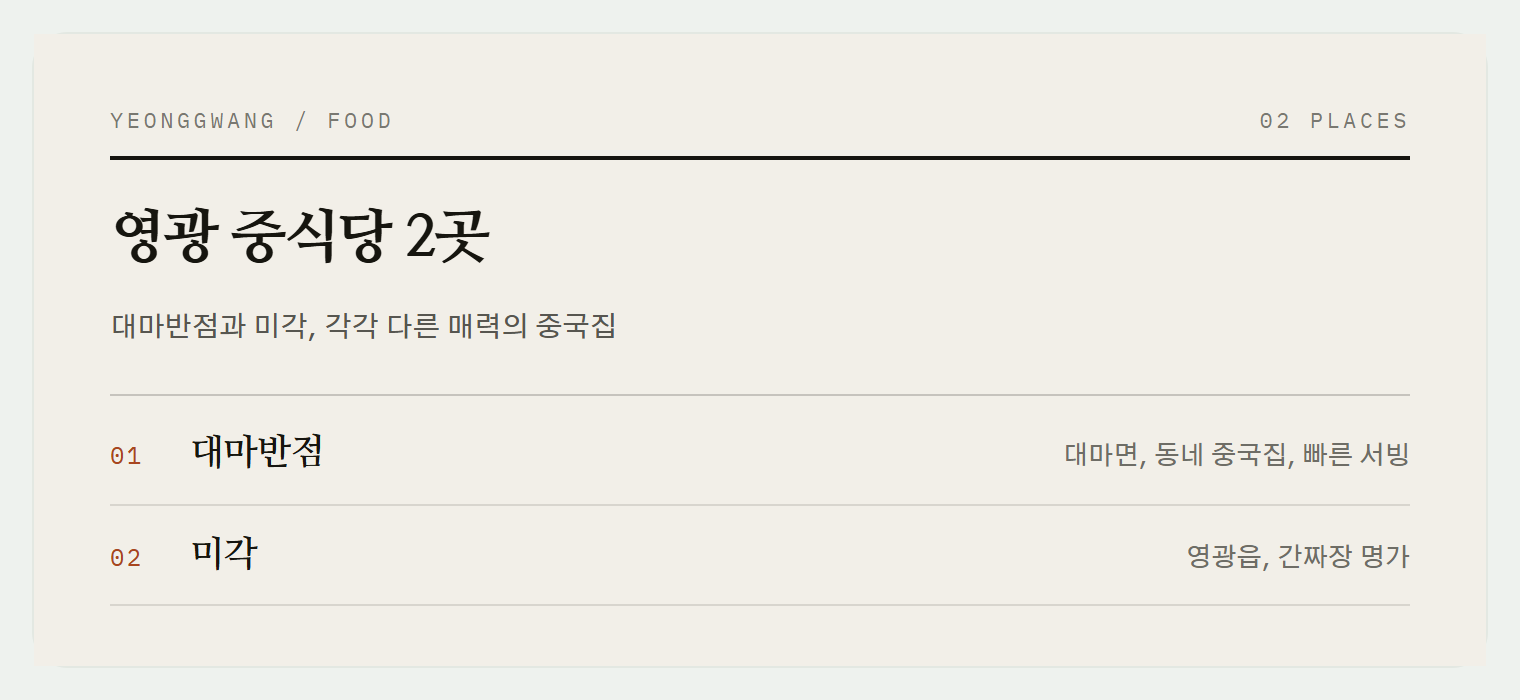 이번 편에서 소개하는 2곳